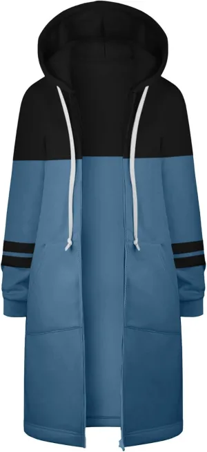 GOFULY Sweatshirt Dress Women Lightweight Zip Up Hoodies Fleece Fall Long Sleeve Drawstring Clothes Solid Jacket With Pockets