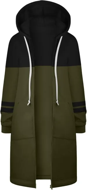 GOFULY Sweatshirt Dress Women Lightweight Zip Up Hoodies Fleece Fall Long Sleeve Drawstring Clothes Solid Jacket With Pockets