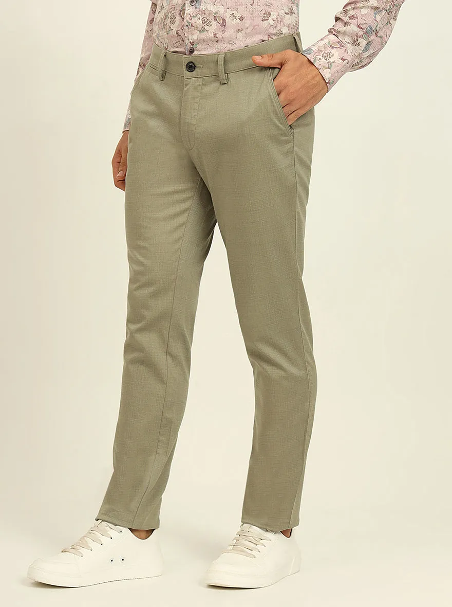 Green Printed Uno Fit Casual Trouser | JadeBlue