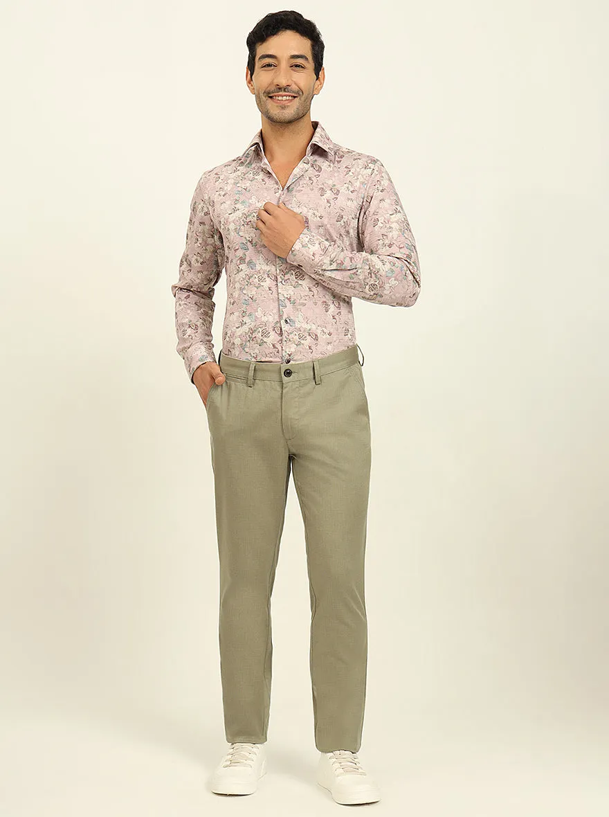Green Printed Uno Fit Casual Trouser | JadeBlue