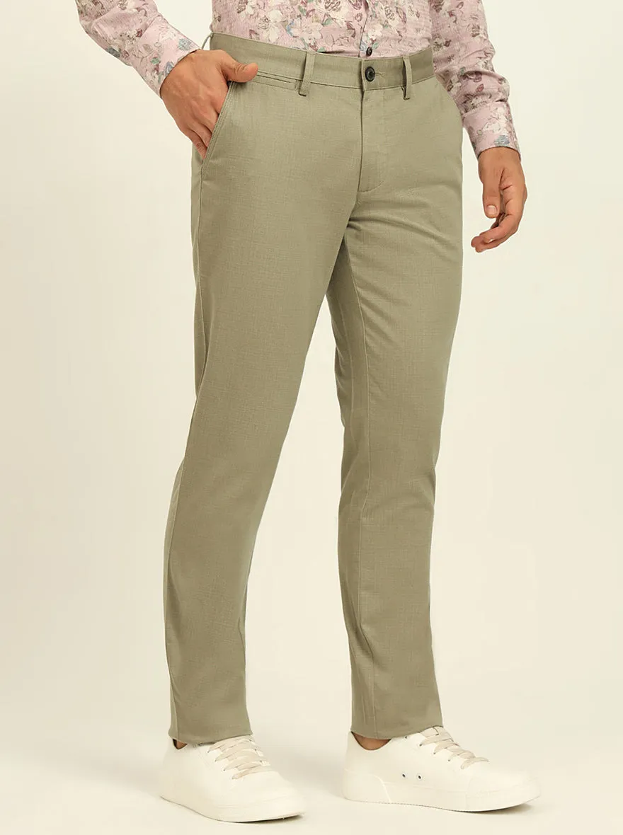 Green Printed Uno Fit Casual Trouser | JadeBlue