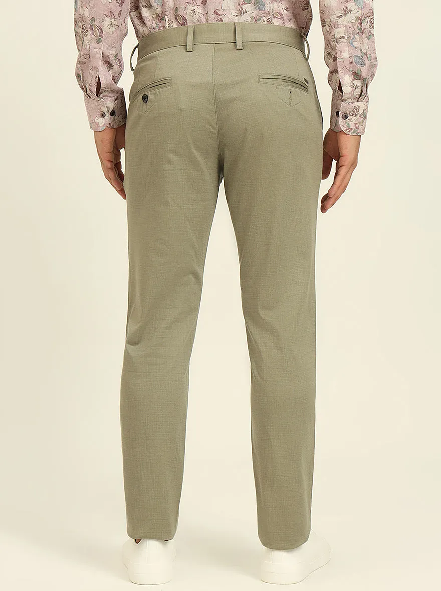 Green Printed Uno Fit Casual Trouser | JadeBlue