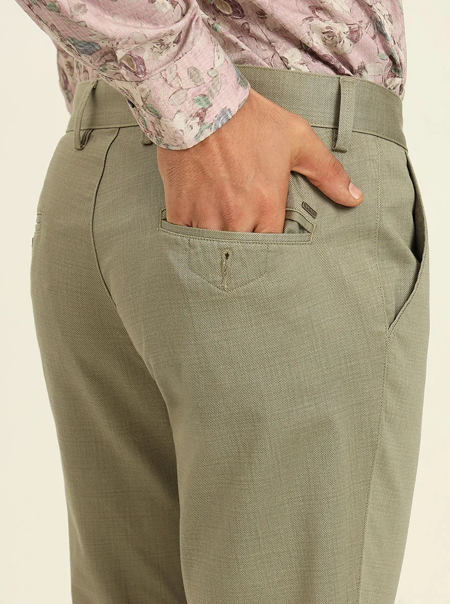 Green Printed Uno Fit Casual Trouser | JadeBlue