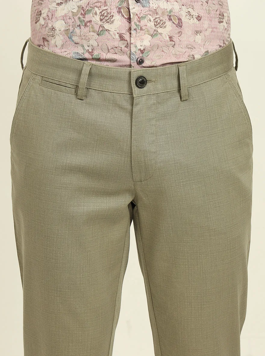 Green Printed Uno Fit Casual Trouser | JadeBlue
