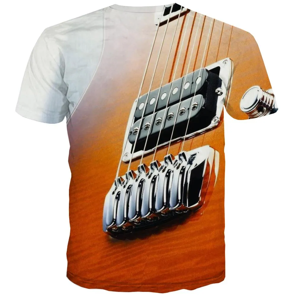 Guitar T shirts Men Music T-shirts 3d Wooden Tshirt Anime Metal T shirts Funny