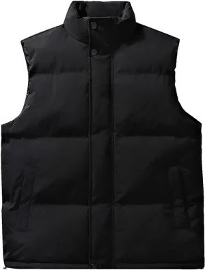 GUOYUXIAO Men's Autumn Winter Plus Size Sleeveless Cotton Padded Stand Collar Loose Coat Warm Vest Jacket