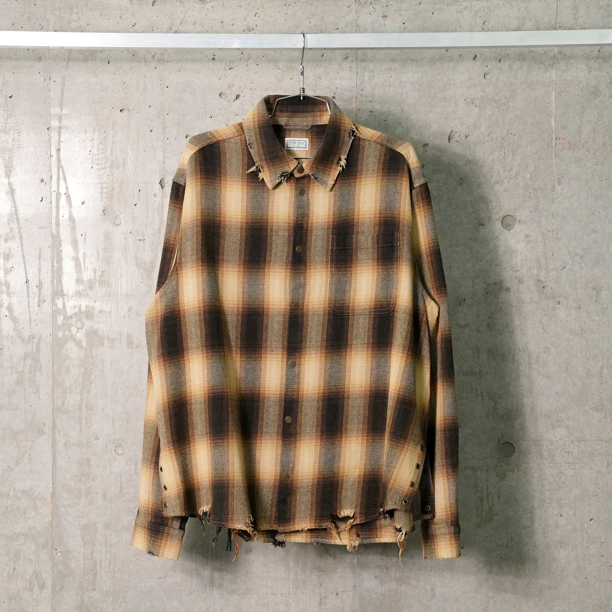 GUSA FLANNEL SHIRT / L11G:GUSA BEIGE PLAID