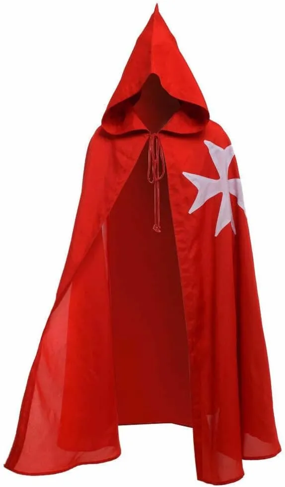 Halloween Medieval Knight Templar Hospitaller Tunic With Hooded Cap Cloak Cosplay Costume Renaissance(S-6XL)
