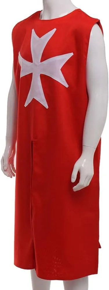 Halloween Medieval Knight Templar Hospitaller Tunic With Hooded Cap Cloak Cosplay Costume Renaissance(S-6XL)