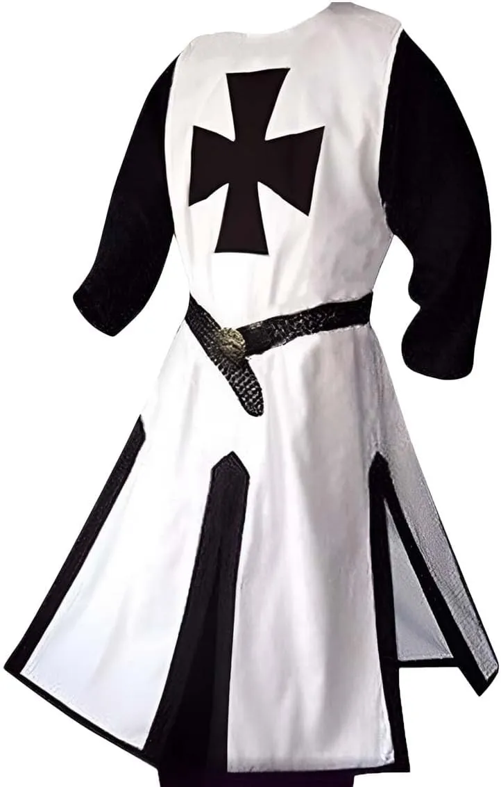 Handmade Medieval Mens Knight Warrior Crusadar Cloak & Sleeveless Tunic Cosplay Costume Halloween Renaissance SCA