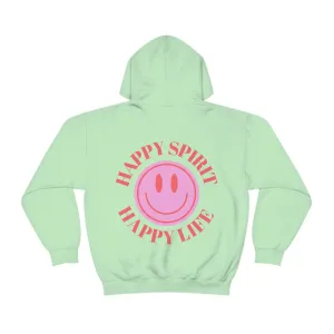 Happy Spirit Happy Life Sweatshirt, Gildan 18500 Hoodie, Oversized Hoodie, Back Print Trendy Sweatshirt, Beach Cover Up, Lake Cover Up