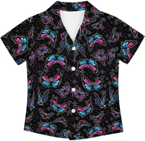 Hawapod Short Sleeves Kid Hawaiian Shirt Cartoon Button Down Lightweight Quick Dry Boy Hawaiian Shirt