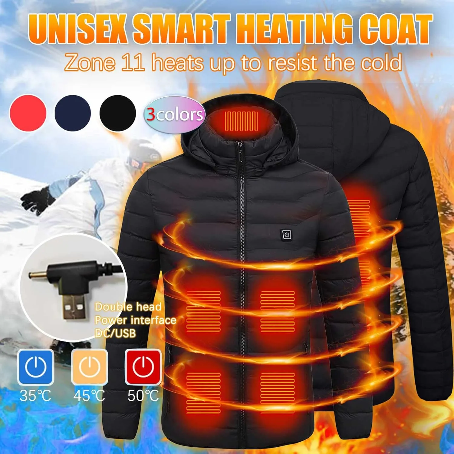 Heated Jackets for Women Lightweight Heated Jacket Men Puffer Winter Jacket Heated Vest Packable Down Coat with Hood