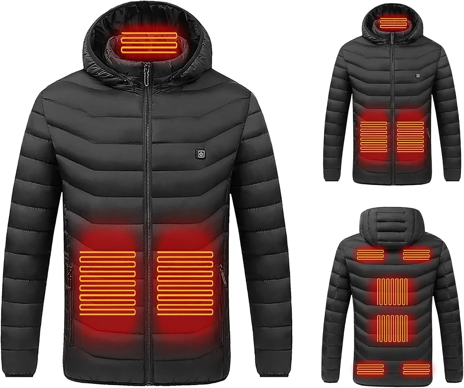 Heated Jackets for Women Lightweight Heated Jacket Men Puffer Winter Jacket Heated Vest Packable Down Coat with Hood