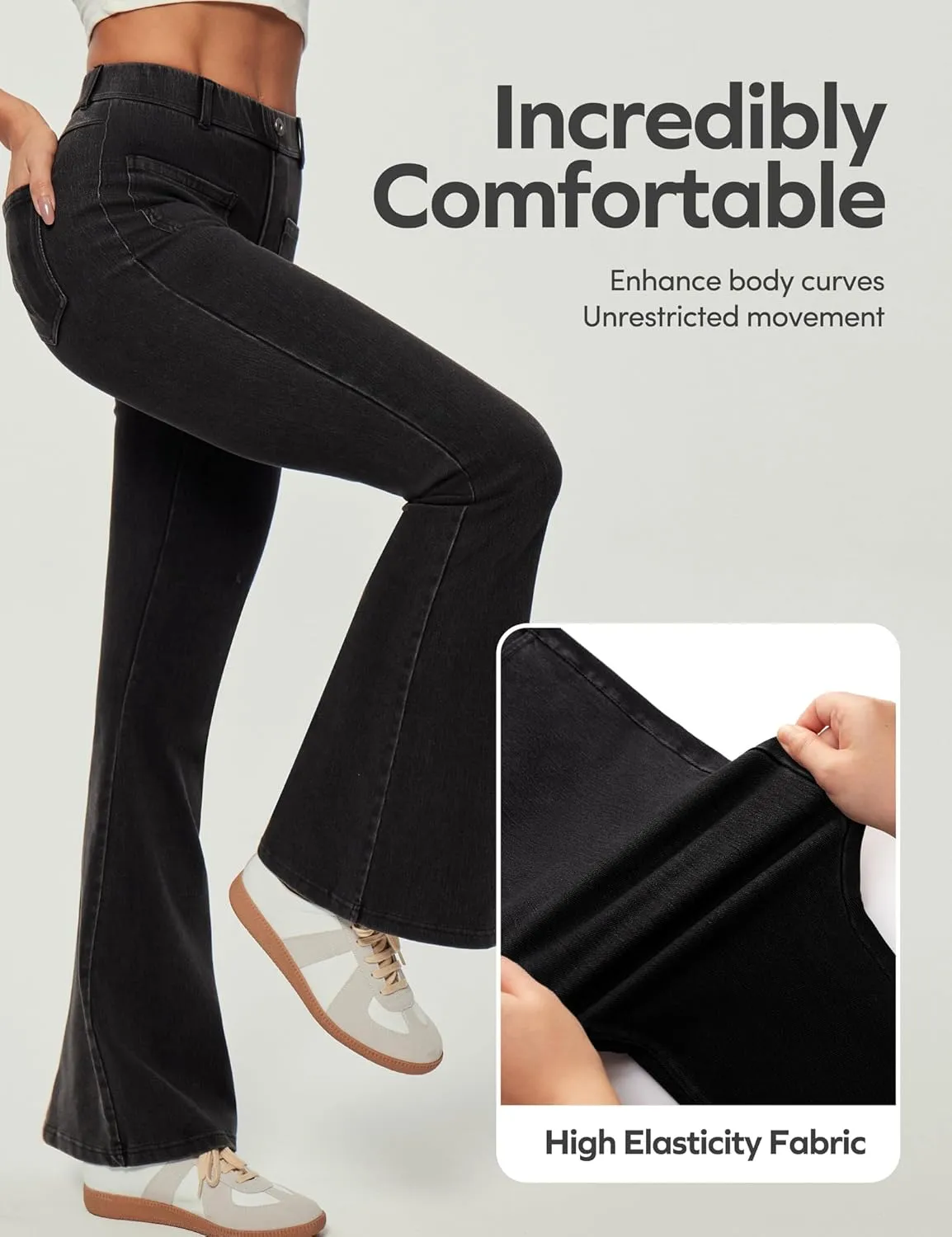 Heathyoga Bell Bottom Jeans for Women Stretchy Flare Jeans for Women Trendy High Waist Bootcut Jeans Jeggings Tummy Control