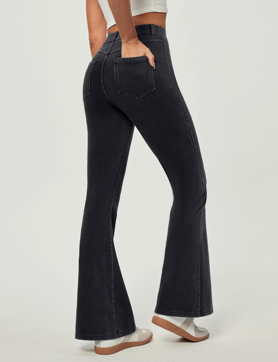 Heathyoga Bell Bottom Jeans for Women Stretchy Flare Jeans for Women Trendy High Waist Bootcut Jeans Jeggings Tummy Control