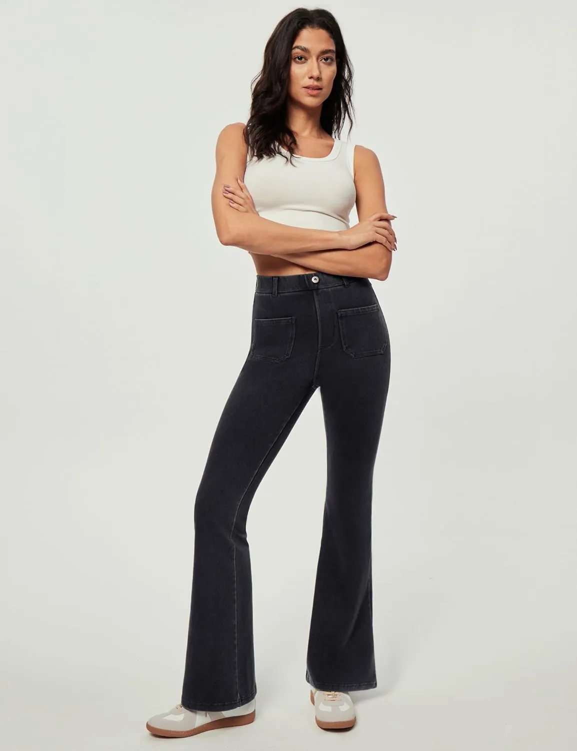Heathyoga Bell Bottom Jeans for Women Stretchy Flare Jeans for Women Trendy High Waist Bootcut Jeans Jeggings Tummy Control