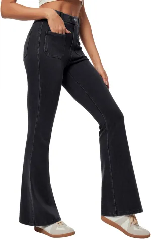 Heathyoga Bell Bottom Jeans for Women Stretchy Flare Jeans for Women Trendy High Waist Bootcut Jeans Jeggings Tummy Control