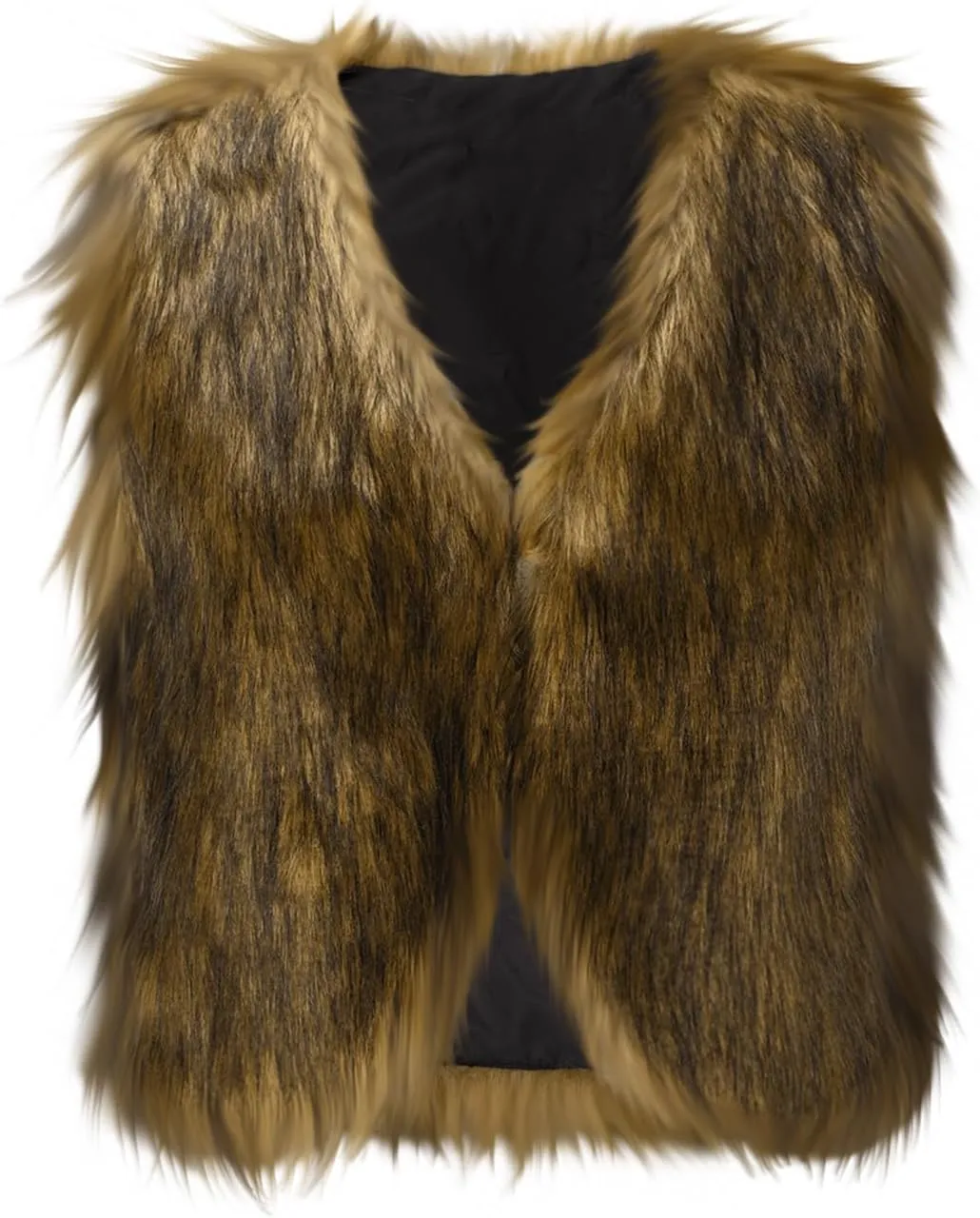 HGps8w Cropped Faux Fur Vest for Women Warm Winter Sleeveless Coat Open Front Fluffy Outerwear Waistcoat Jackets