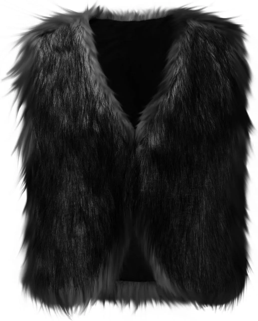 HGps8w Cropped Faux Fur Vest for Women Warm Winter Sleeveless Coat Open Front Fluffy Outerwear Waistcoat Jackets