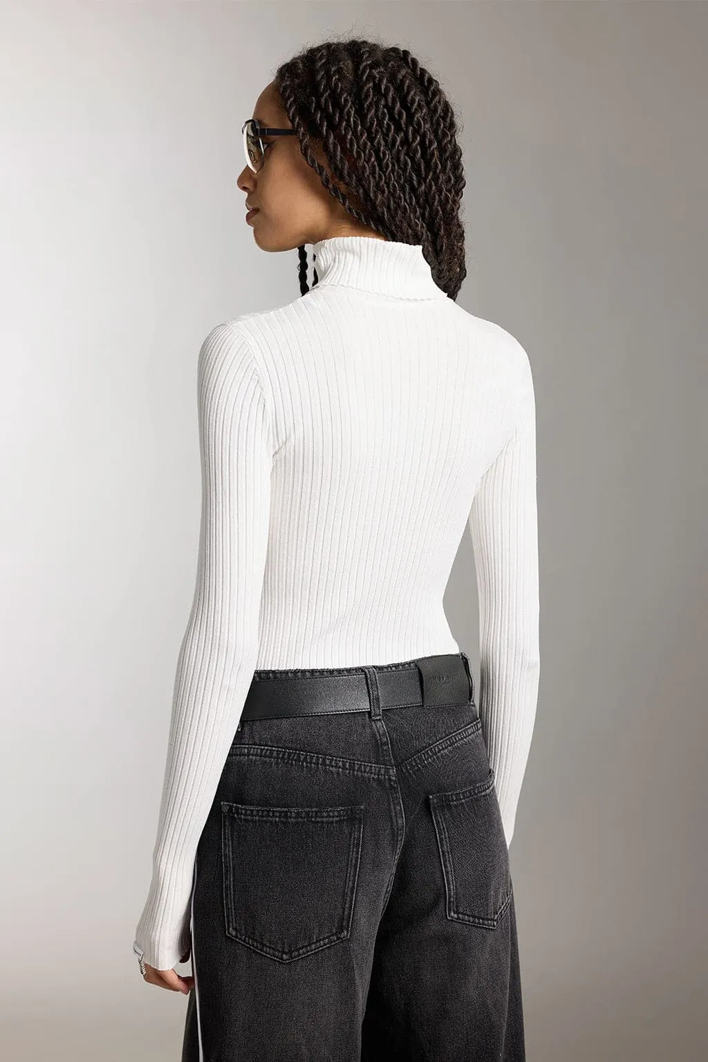 High Collar Slim Fit Knit Top