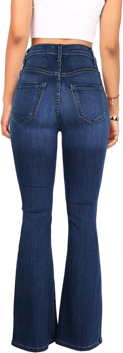 High Waisted Bell Bottom Jeans for Women Black Flare Jeans Retro Bootcut Jeans Stretch Wide Leg Denim Pants