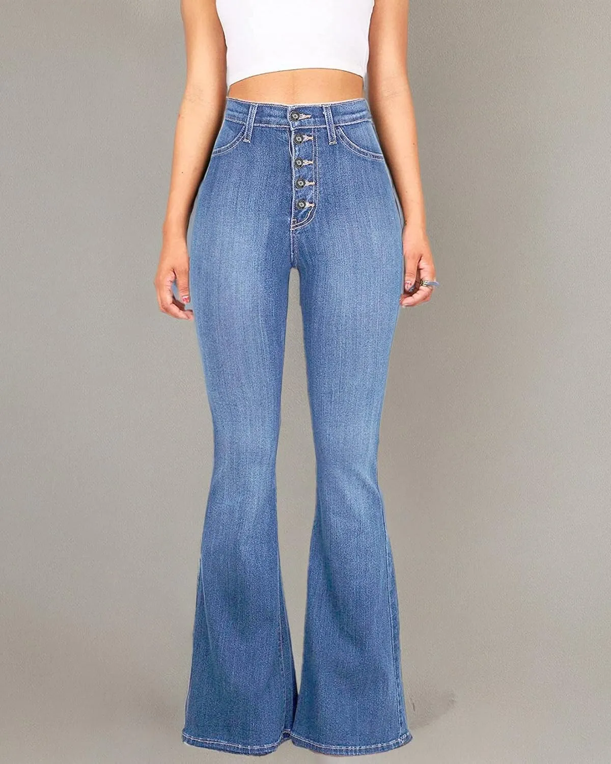 High Waisted Bell Bottom Jeans for Women Black Flare Jeans Retro Bootcut Jeans Stretch Wide Leg Denim Pants