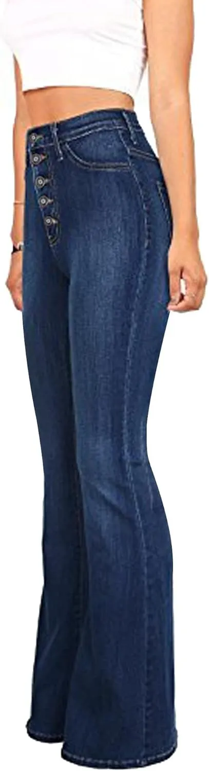 High Waisted Bell Bottom Jeans for Women Black Flare Jeans Retro Bootcut Jeans Stretch Wide Leg Denim Pants