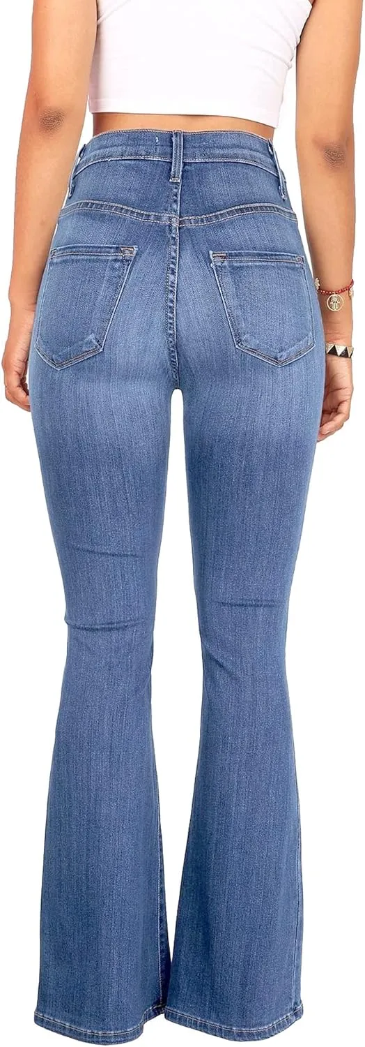 High Waisted Bell Bottom Jeans for Women Black Flare Jeans Retro Bootcut Jeans Stretch Wide Leg Denim Pants