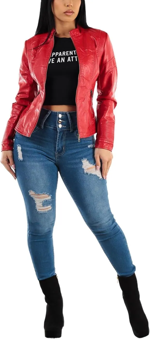 High Waisted Butt Lifting Skinny Jeans - Distressed Levanta Cola Stretchy Jeans