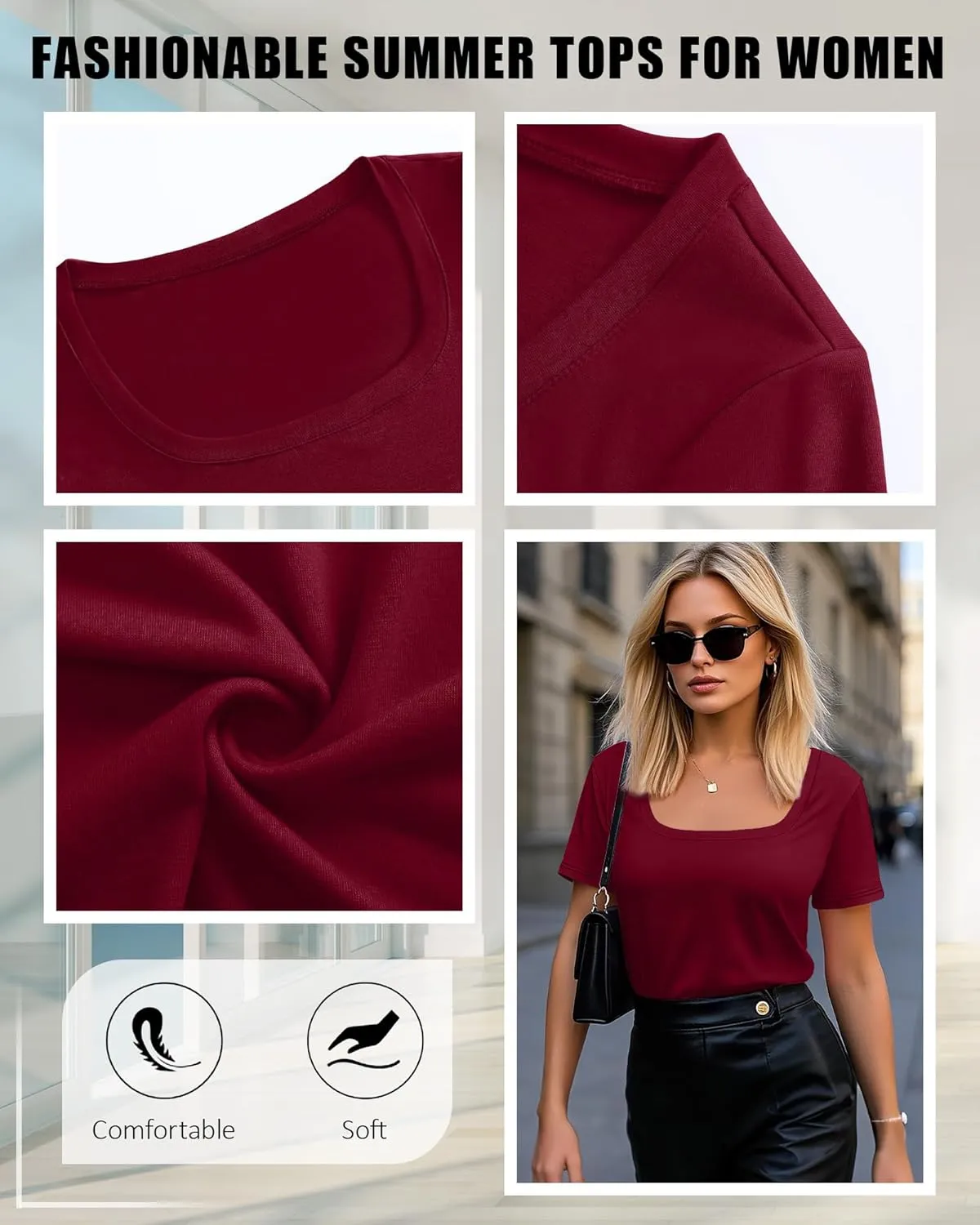 Huukeay 3 Pack Women's Summer Tunic Tops Scoop Neck Short Sleeve Shirt Casual Loose Fit Swing Tee to Wear with Leggings