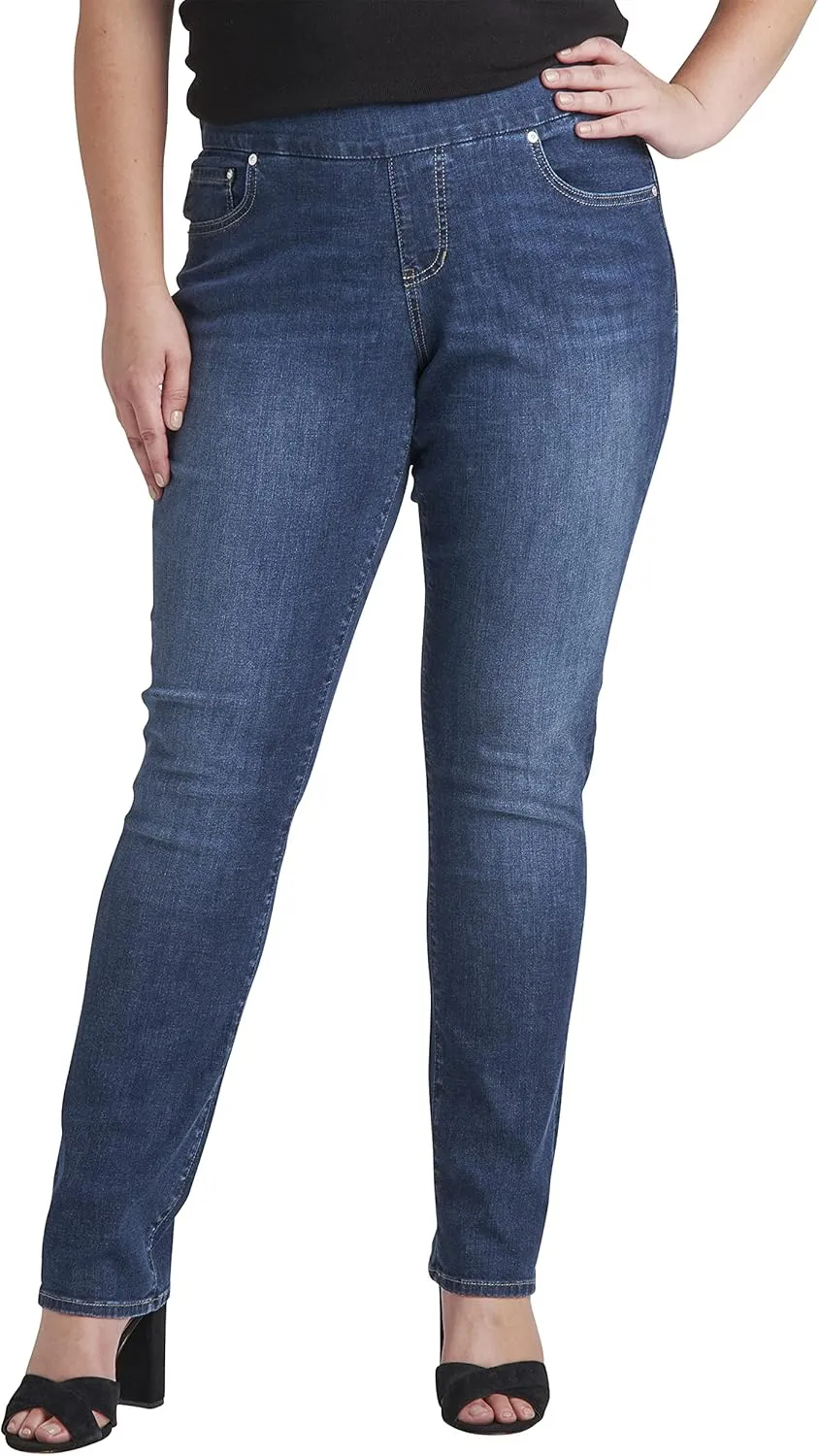 JAG Jeans Women's Peri Mid Rise Straight Leg Pull-on Jeans