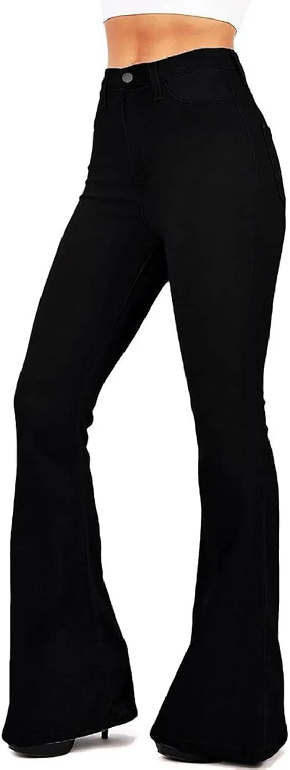 KDF Flare Jeans for Women Women's Bootcut Bell Bottom Jeans High Waisted Stretch Slimming Bell Bottoms Jeans