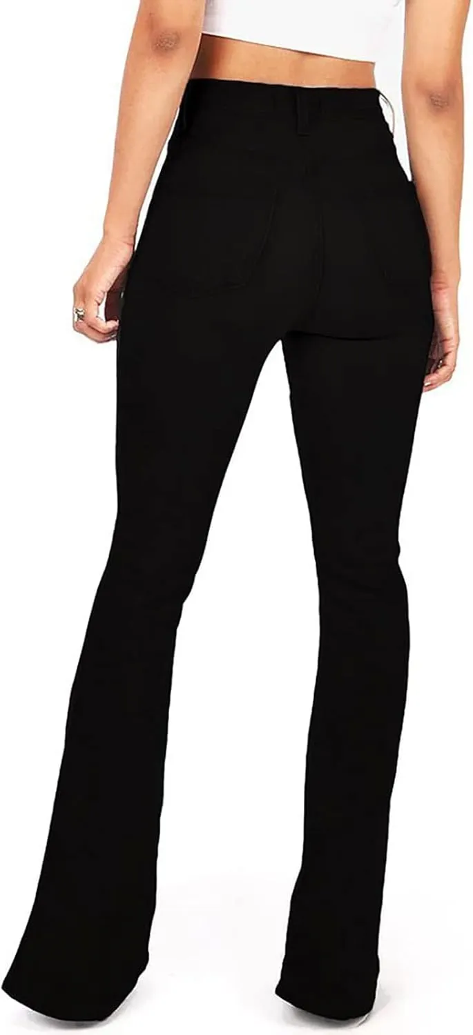 KDF Flare Jeans for Women Women's Bootcut Bell Bottom Jeans High Waisted Stretch Slimming Bell Bottoms Jeans