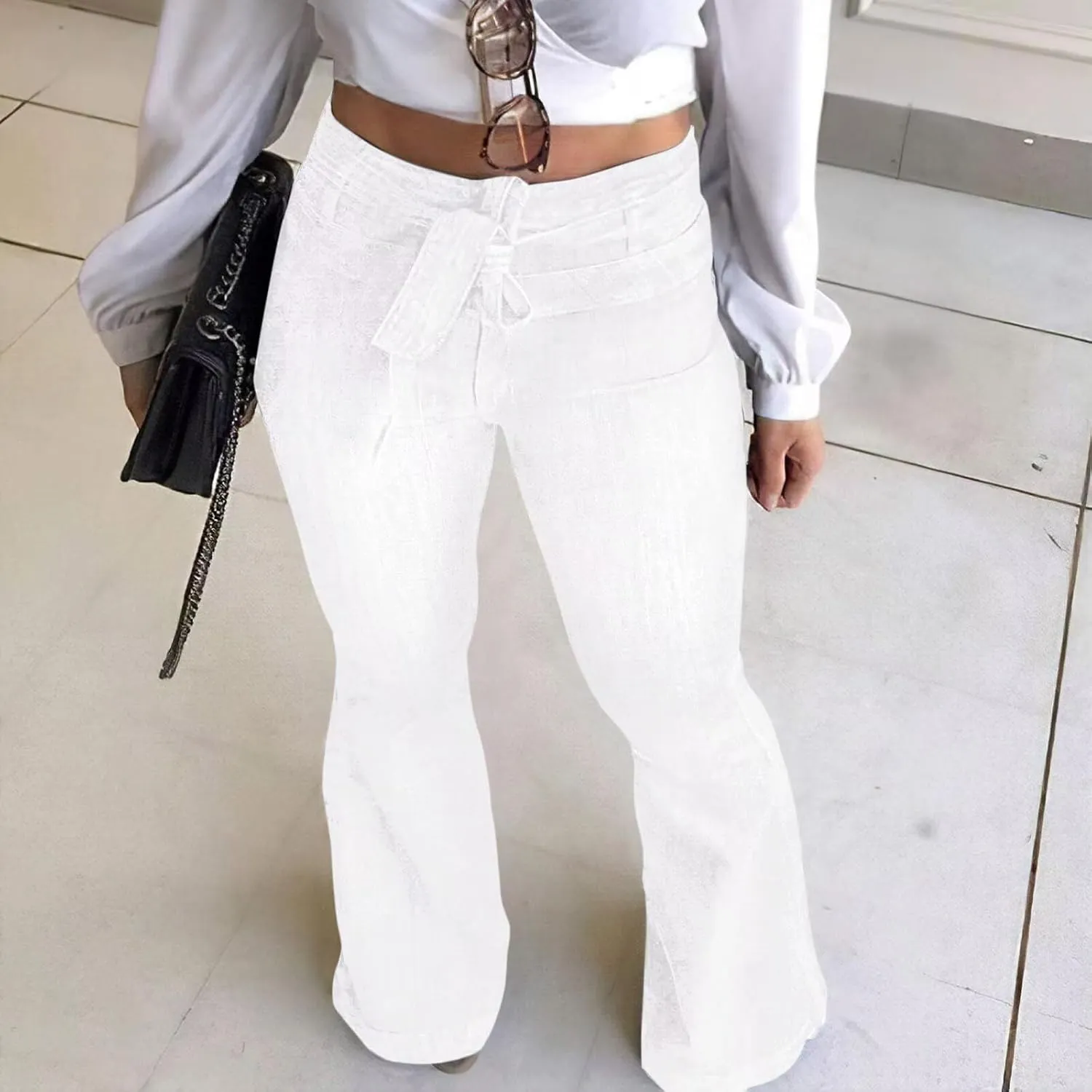 KDF High Waisted Bell Bottom Jeans for Women Flare Jeans for Women Stretch Wide Leg Jeans