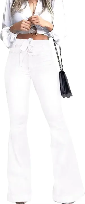 KDF High Waisted Bell Bottom Jeans for Women Flare Jeans for Women Stretch Wide Leg Jeans