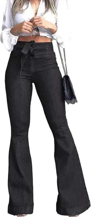 KDF High Waisted Bell Bottom Jeans for Women Flare Jeans for Women Stretch Wide Leg Jeans