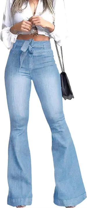 KDF High Waisted Bell Bottom Jeans for Women Flare Jeans for Women Stretch Wide Leg Jeans