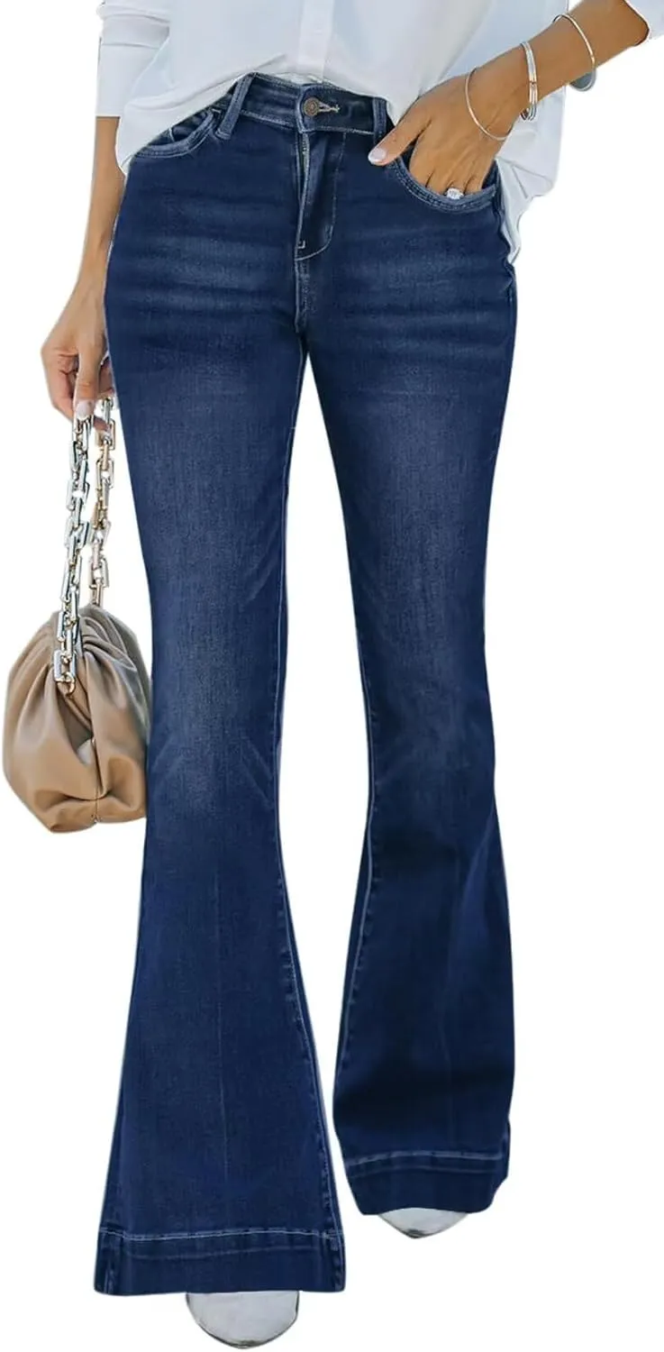 KDF High Waisted Bell Bottom Jeans for Women Flare Jeans for Women Stretch Wide Leg Jeans