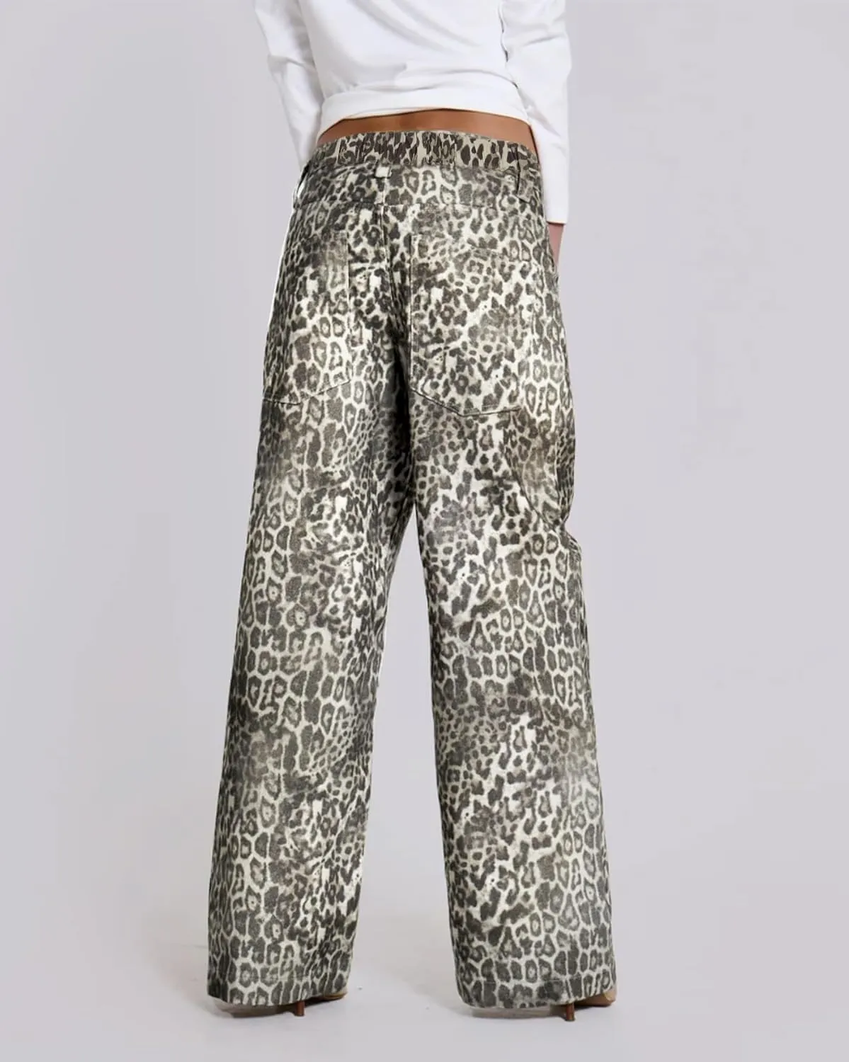 Kedera Women's Leopard Printed Straight Jeans Loose Y2K Jeans Casual Boyfriend Vintage Streetwear Cheetah Jeans
