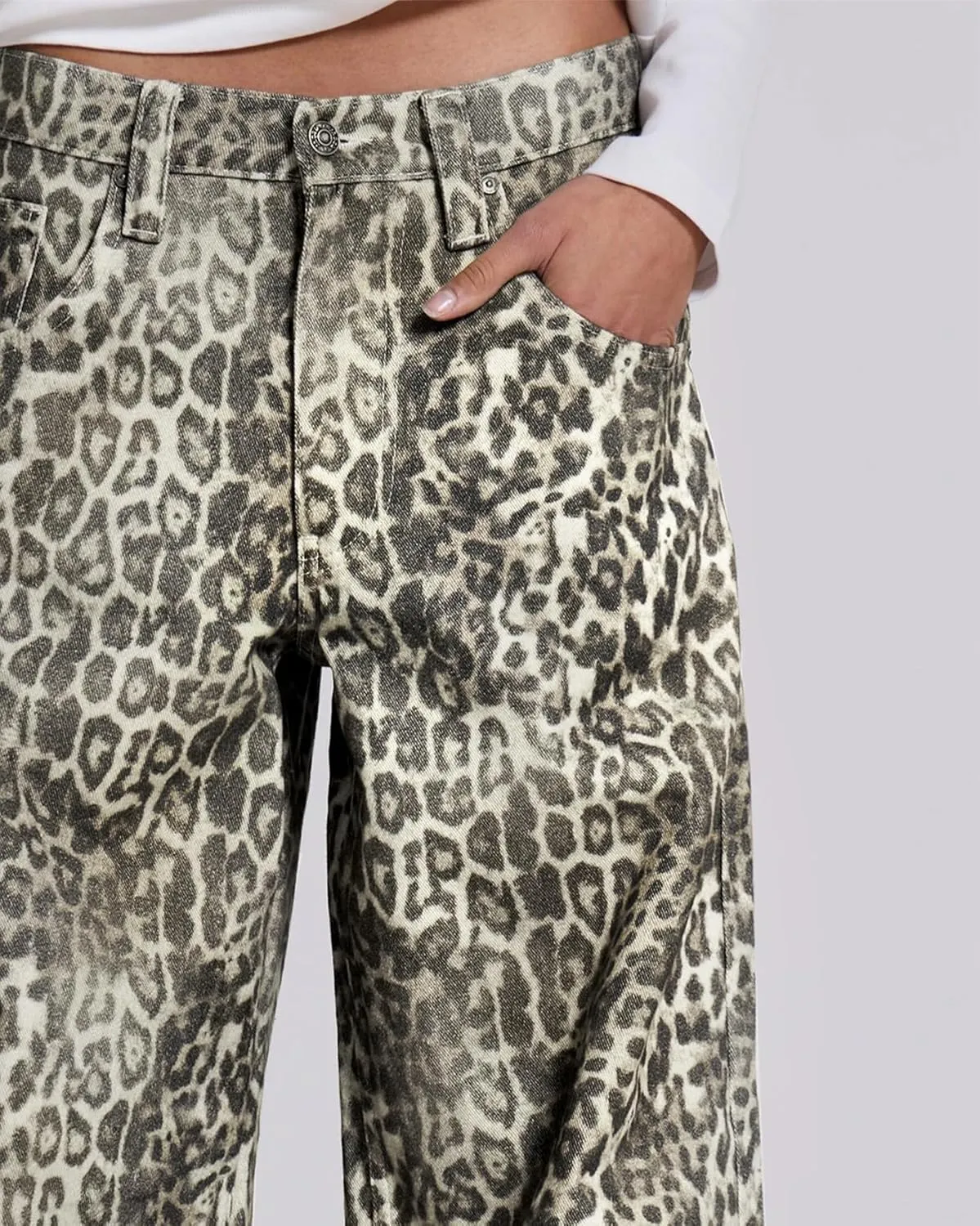 Kedera Women's Leopard Printed Straight Jeans Loose Y2K Jeans Casual Boyfriend Vintage Streetwear Cheetah Jeans