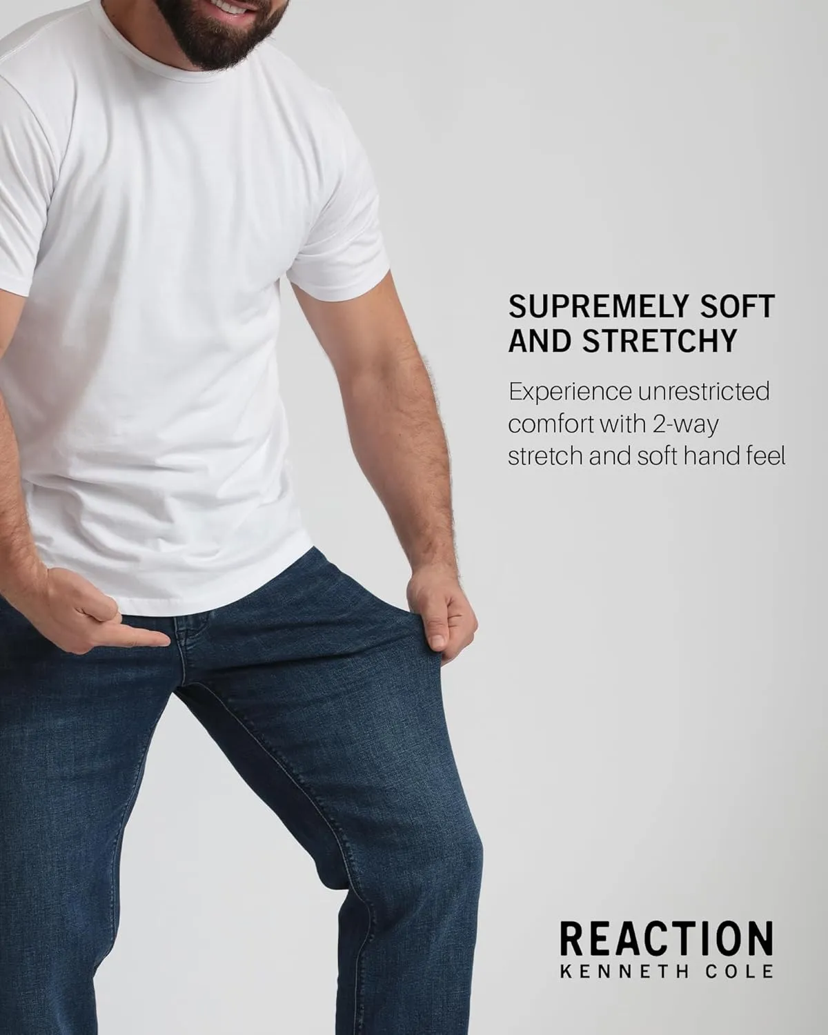 Kenneth Cole REACTION Athletic Fit Jeans for Men - Soft and Flexible Stretch Jeans - Men's Jeans Roomier Fit