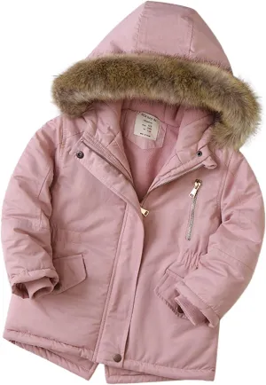 Kids Toddler Baby Girls Boys Winter Warm Thick Padded Cotton Long Sleeve Fleece Hooded Coat Jacket Kid Boys Coats Pink