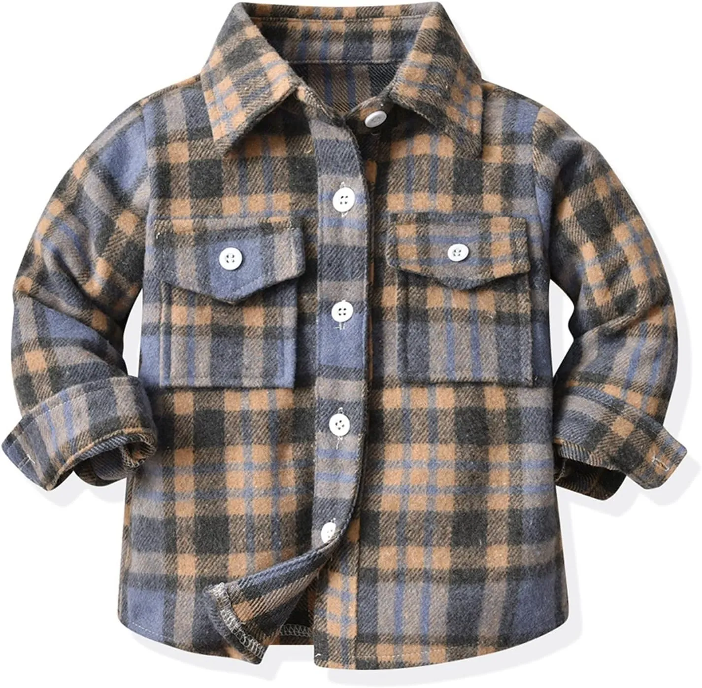 Kids Toddler Flannel Shirt Jacket Plaid Long Sleeve Lapel Button Down Shacket Baby Boys Girls Fall Shirt Coat Outwear