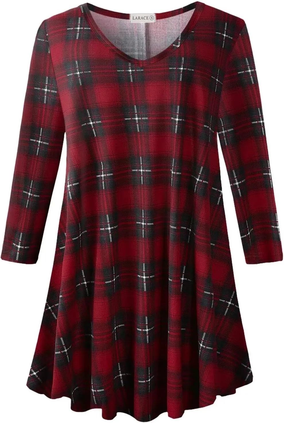 LARACE Tunics 3/4 Sleeve Plus Size Tops for Women V Neck Loose Fit Flowy Clothing for Leggings