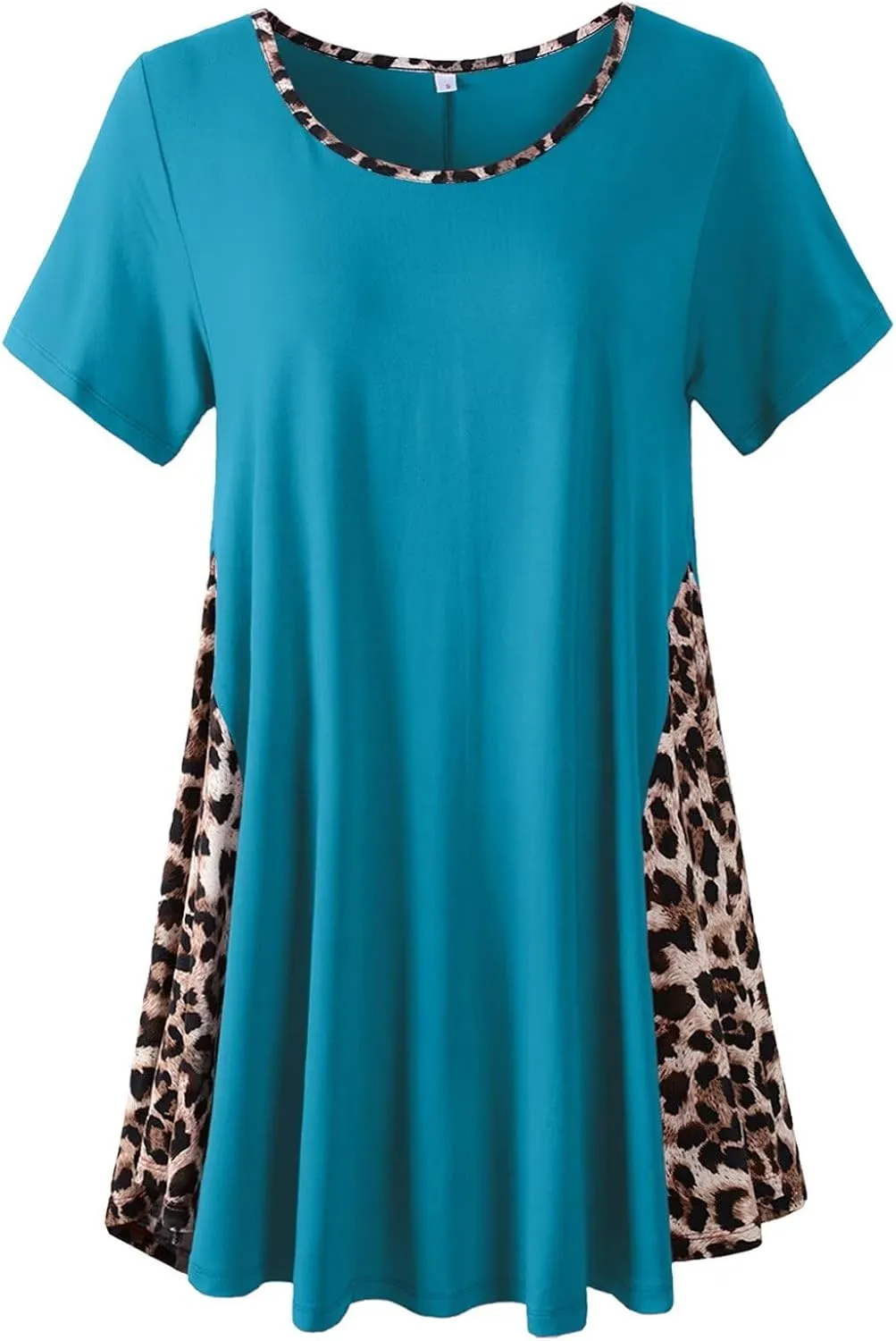 LARACE Womens Spring Summer Tops Plus Size Leopard Print Short Sleeve Tunic for Women 2025 Trendy Fashion Blouses