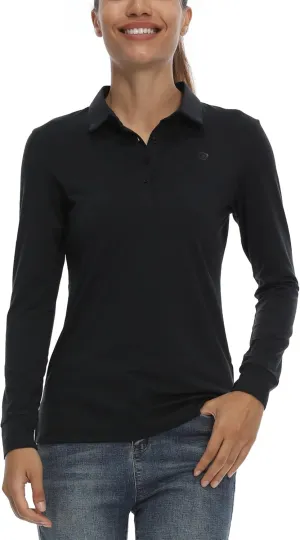 LastFor1 Women's Golf Polo Shirt Tennis Long Sleeve Shirt UPF 50  Moisture Wicking Athletic Fitness T-Shirt
