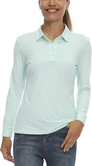LastFor1 Women's Golf Polo Shirt Tennis Long Sleeve Shirt UPF 50  Moisture Wicking Athletic Fitness T-Shirt