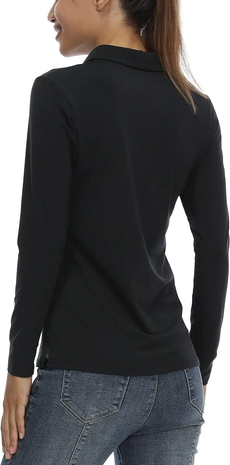 LastFor1 Women's Golf Polo Shirt Tennis Long Sleeve Shirt UPF 50  Moisture Wicking Athletic Fitness T-Shirt