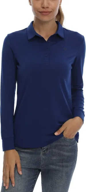 LastFor1 Women's Golf Polo Shirt Tennis Long Sleeve Shirt UPF 50  Moisture Wicking Athletic Fitness T-Shirt